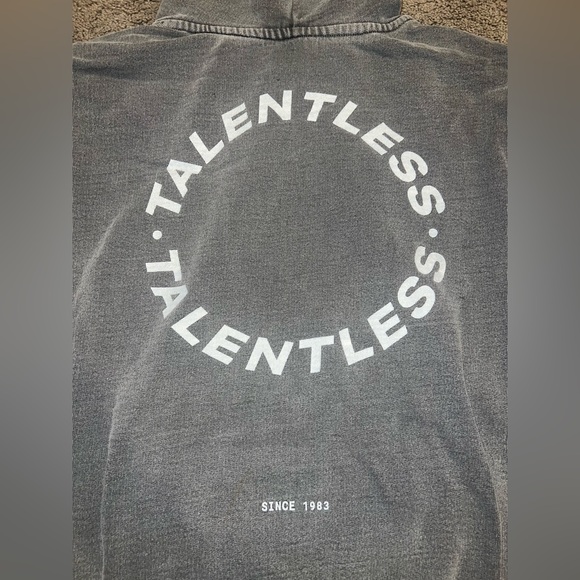 TALENTLESS MENS CIRCLE LOGO PREMIUM GREY HOODIE SZ SMALL - Picture 6 of 6